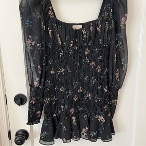 For Love and Lemons Ruched Black Mini Dress. In Size M.